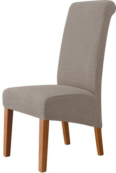 Waschbare Stuhlhussen mit hoher Rückenlehne aus Jacquard-Stretch-Spandex in Weiß für Esszimmer und Hotels, Größe XL (60-75 cm) - Bild 1