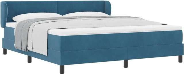 vidaXL Boxspringbett mit Matratze aus Samt in Dunkelblau, B/T/H: 180 x 200 x 185 cm - Bild 1