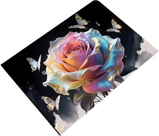 3D Rose Badezimmerteppich mit Schmetterlings-Design, rutschfester und saugfähiger Fußmatte aus Polyesterfaser, Mehrfarbig, Breite: 40 cm, Länge: 60 cm - Bild 1