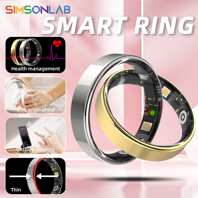 SIMSONLAB Smart Ring in Schwarz mit Herzfrequenz- und Blutsauerstoff-Monitor, 5ATM wasserdicht und mit Gestensteuerung für Sport und Gesundheit - Bild 1