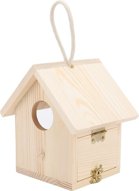 mfySpace Holz-Vogelhaus für Außen mit transparentem Acrylfenster und Sitzstange zum Aufhängen für Garten und Terrasse - Bild 1