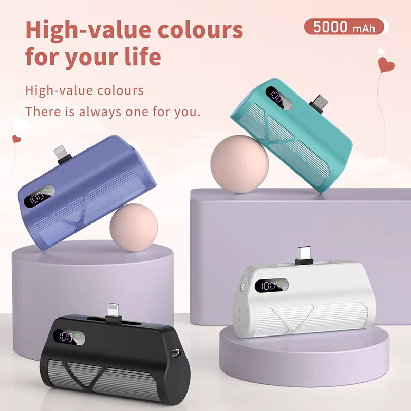 Magnpter Kapsel Mini Powerbank 5000 mAh Externer Akku Schnellladegerät in Schwarz für iPhone 16 15 Samsung Xiaomi - Bild 2