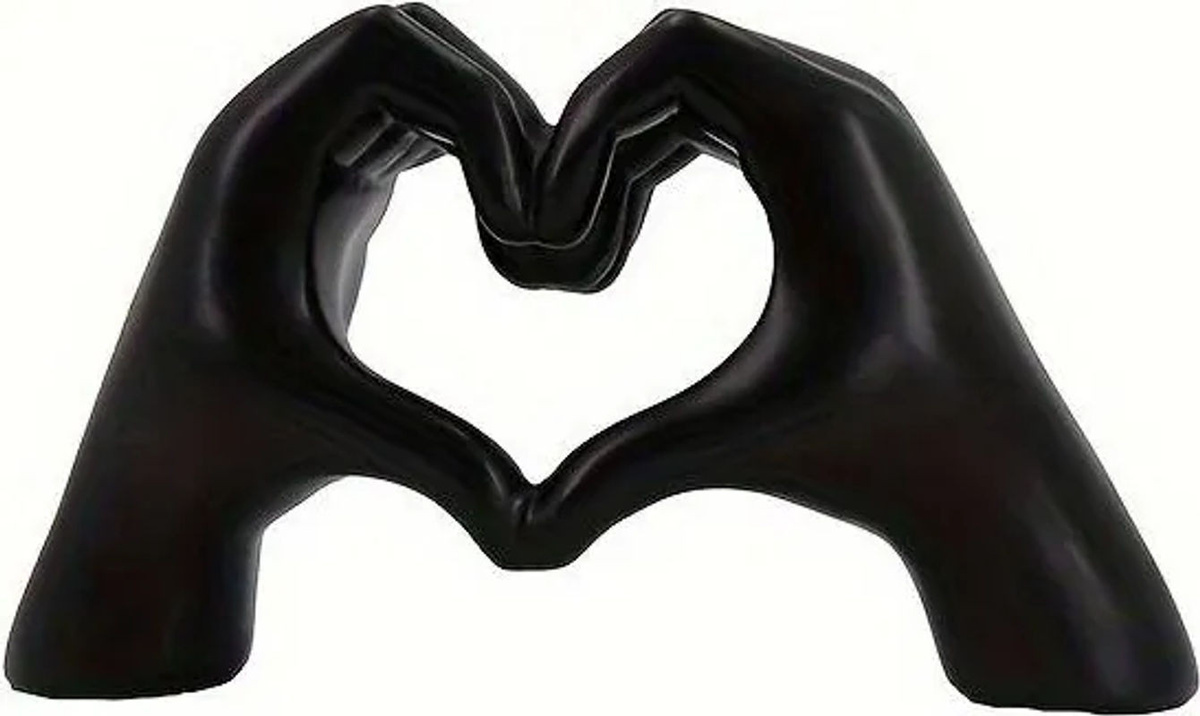 Mango Event Dekoskulptur Finger Liebesgeste aus Kunstharz in Schwarz, moderne Tischdekoration für Wohnzimmer oder Hochzeit, H x B x T: 11,5 x 6,7 x 6,7 cm - Bild 1