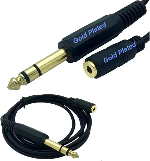 BSN Kopfhörer-Verlängerungskabel 6,35 mm Stecker auf 3,5 mm Stereo-Buchse, Schwarz, Länge: 1,5 m - Bild 1
