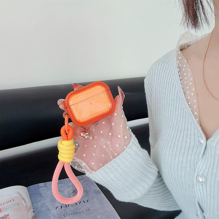 Schutzhülle für Apple AirPods 2 3 4 Pro 2 Pro 3 mit Umhängeband in Orange, Dunkelblau, Weiß und Transparent - Bild 4