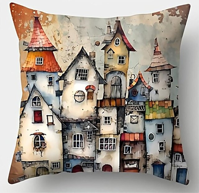Dekorativer Kissenbezug von JMG Clothing im skurrilen Märchenbuch-Design, quadratisch, Farbe: Weiß/Mehrfarbig, B/T/H: 50 x 50 x 0 cm - Bild 1