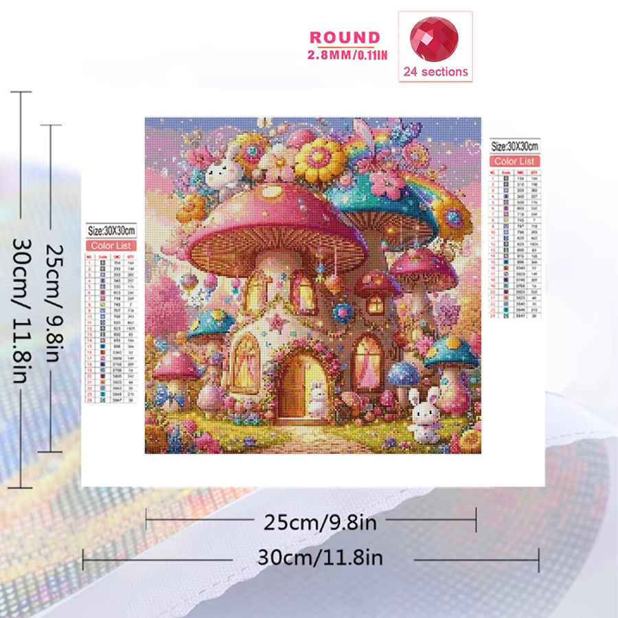Momoart Pilzhaus-Landschaftsmalerei, Diamant-Stickerei-Set, bunt - Bild 2
