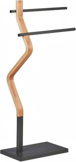 Freistehender Handtuchständer von Relaxdays aus Stahl und MDF in Grau und Natur, H: 85 cm, B: 43,5 cm, T: 20 cm - Bild 1