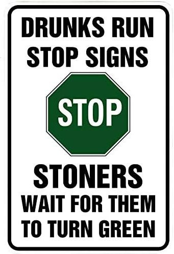 Custom Kraze Drunks Run Stop Sign Metallschild für Wand und Garten, Weiß, B: 20,0 cm, H: 14,0 cm - Bild 1