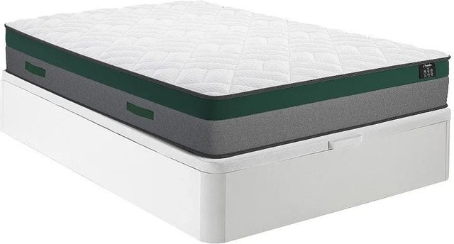 YSMÉE Bettgestell Prestige mit Matratze und Lattenrost in Weiß, B/T/H: 140 x 190 x 30 cm - Bild 1