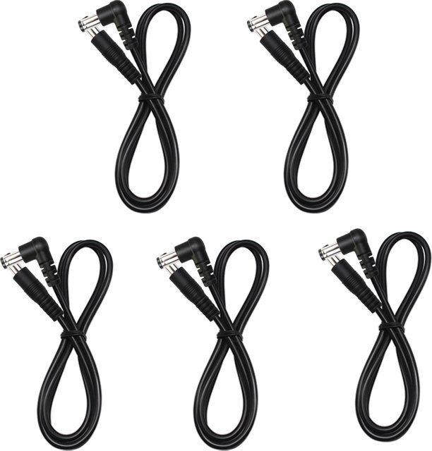 YUEYINPU 5er Set DC-Stromkabel 5,5 x 2,11 mm in Schwarz für Gitarreneffektpedale, 24 AWG - Bild 1