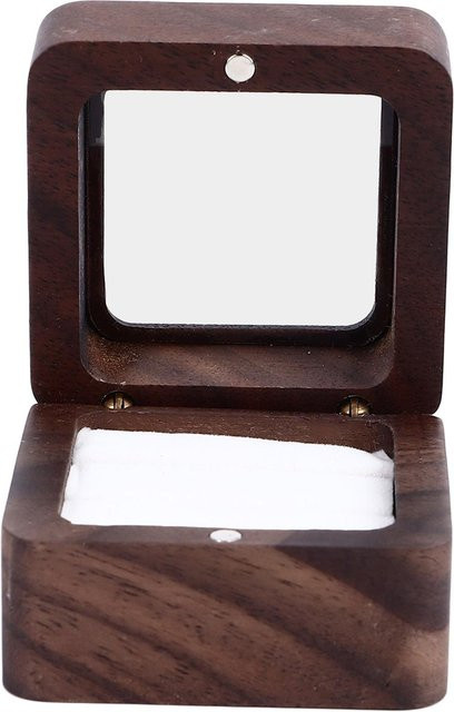 Doppel-Ringbox Etui Holz, transparentem Deckel, black, Unisex - Bild 1