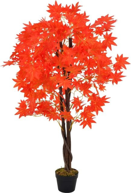 furnicato Künstlicher Ahornbaum mit Topf in Rot und Braun, Höhe: 120 cm - Bild 1