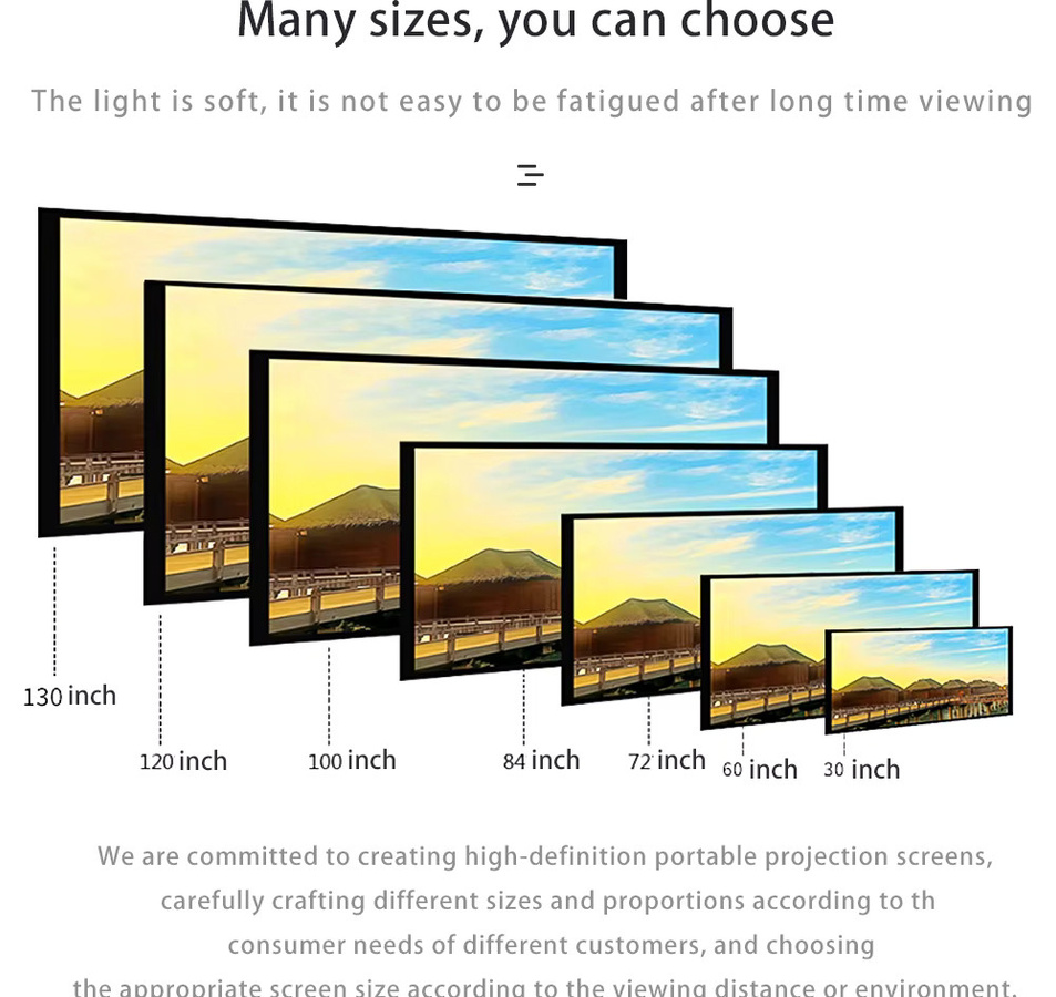 Salange Projektor-Leinwand aus reflektierendem Metall-Anti-Licht-Stoff in Grau, 16:9 Format, für 60 bis 130 Zoll, kompatibel mit XGIMI Xiaomi DLP-Projektoren - Bild 4