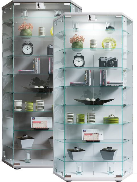 VCM Glasvitrine Cenila XL in Silber mit ESG-Sicherheitsglas, H x B x T: 114 x 83 x 17 cm - Bild 1