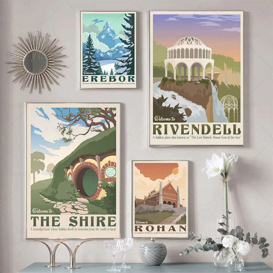Potdemiel Retro Leinwand Wandbild Abstrakte Kunst Poster Mordor Schloss Vintage Film Motiv für dein Schlafzimmer oder Kinderzimmer - Bild 2
