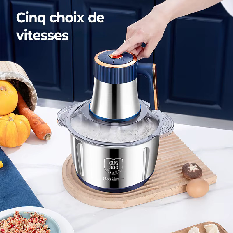 OWJHE Elektrischer Fleischwolf aus Edelstahl in Silber, 5 l Multifunktionaler Lebensmittelzerkleinerer und Küchenmixer - Bild 3