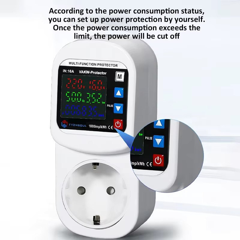 Automatische Überspannungsschutz Steckdose mit einstellbarem Timer und Strommessung für AC 110 V 220 V, Farbe: Weiß - Bild 4