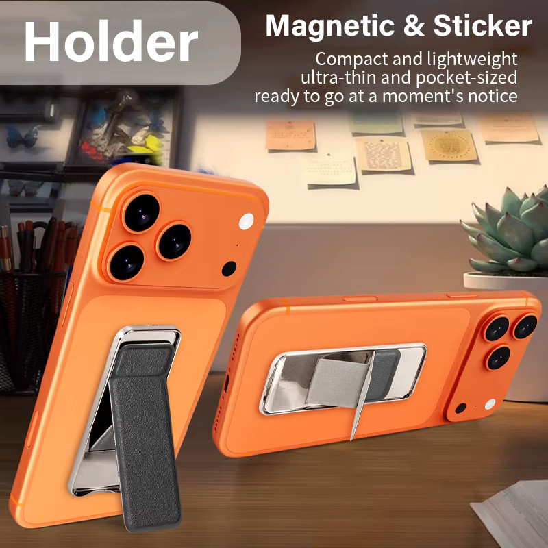 Push-Pull-Fingerring-Handyhalter mit Kleberückseite und verstellbarem Tischständer in Schwarz für iPhone, Samsung und Huawei - Bild 2