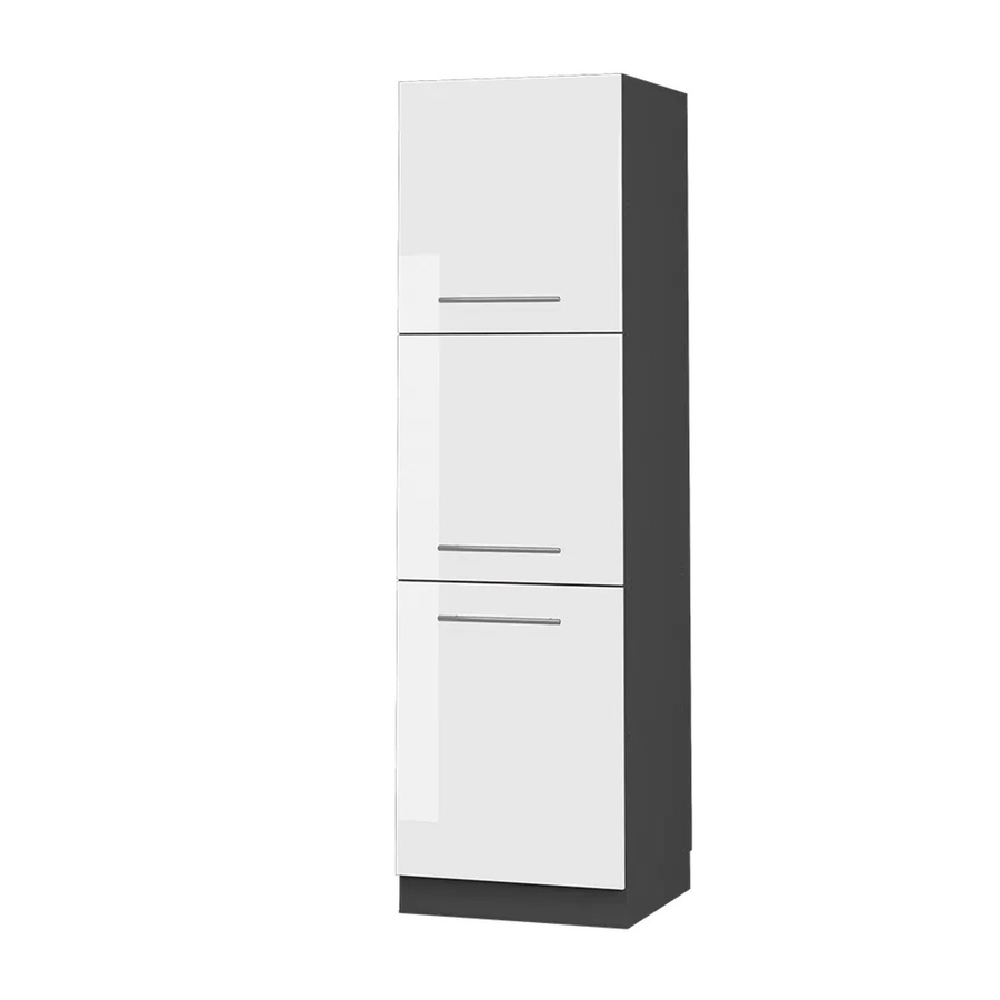 Vicco Herdbauschrank Fame-Line in Weiß Hochglanz und Anthrazit mit 60 cm Breite - Bild 2