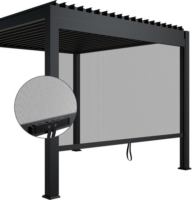 Juskys Seitenwand für Lamellendach Tahiti als Rollo in Anthrazit, B/H: 300 x 240 cm - Bild 1