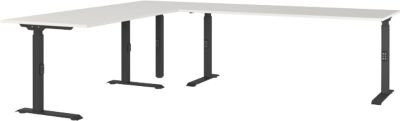 Eckschreibtisch Agenda mechanisch höhenverstellbar Lichtgrau/Schwarz B/T/H: 260 x 220 x 68-91 cm