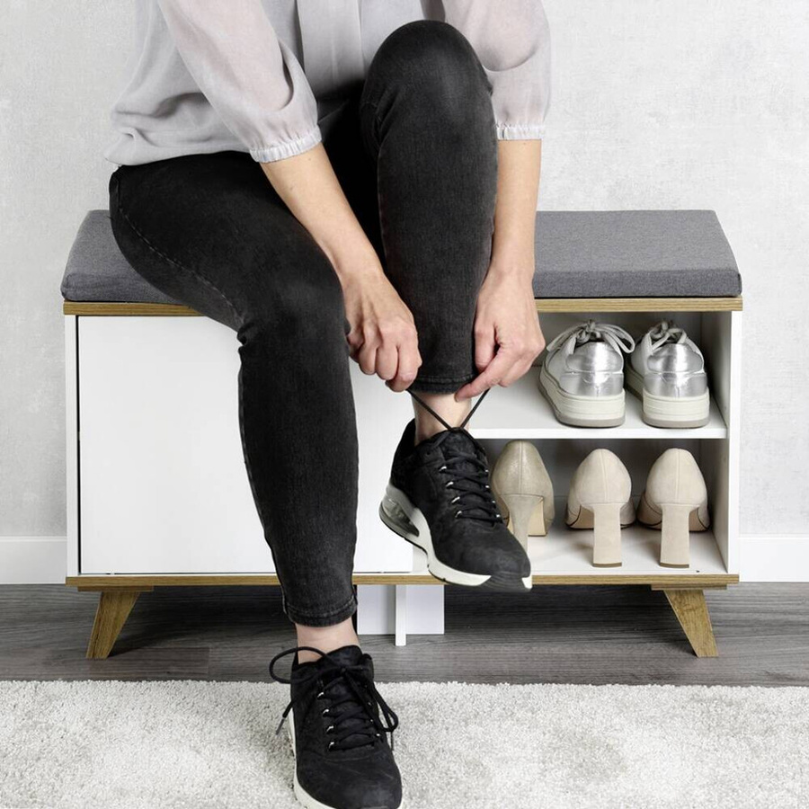 Kesper Schuhschrank mit Sitzkissen in Weiß für Flur und Eingangsbereich, B/H/L: 30 x 48 x 77 cm - Bild 4