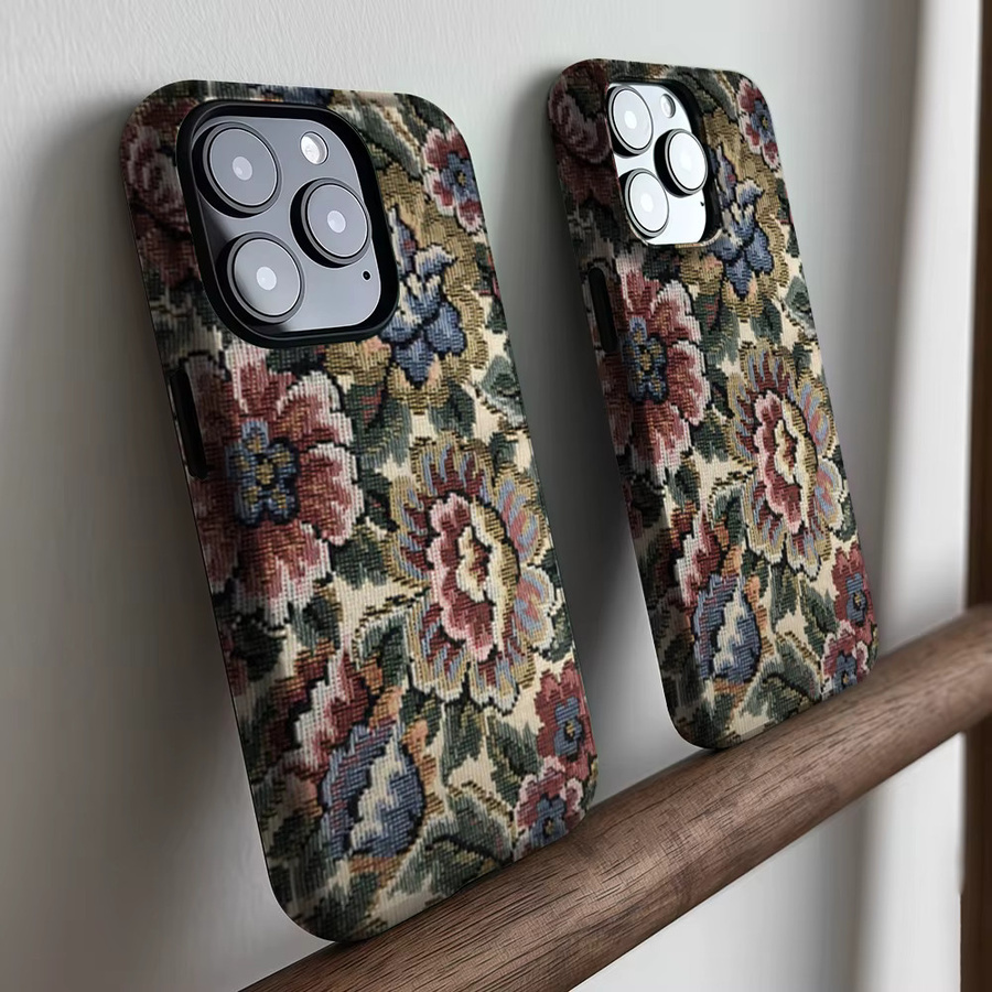 CaseLumi Matte Bumper MagSafe Hülle für iPhone 17 16 15 14 13 Pro Max mit gewebtem Blumen-Tapisserie-Design in Multicolour - Bild 2