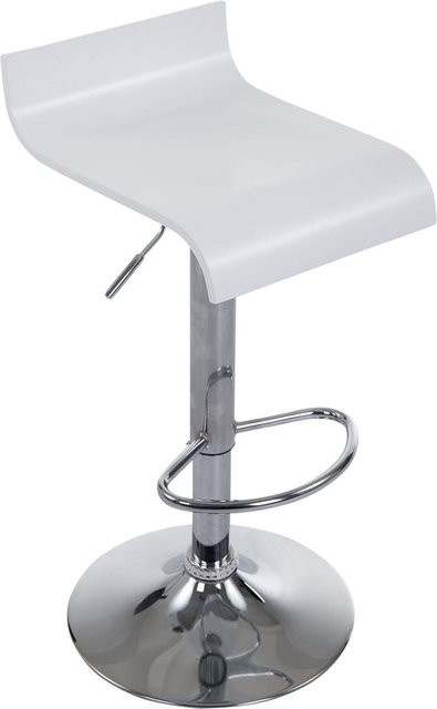 TPFLiving Barhocker Wullf mit Holzsitz und Metallgestell in Chromoptik, Farbe: Weiß - Bild 1