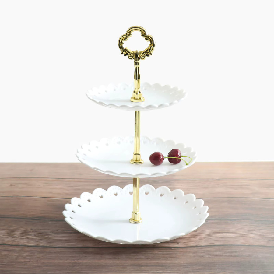TOPINCN Drei-Schicht-Etagere aus Kunststoff für Dessert und Obst in Weiß - Bild 2