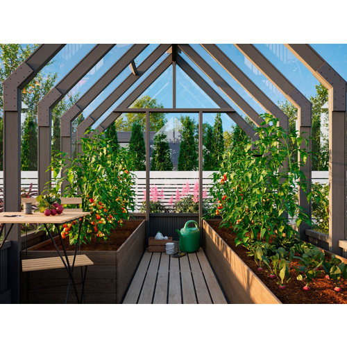 Gartenhaus PALMAKO Emilia aus Fichte in Grau mit Satteldach, B/T/H: 378 x 363 x 286 cm - Bild 3