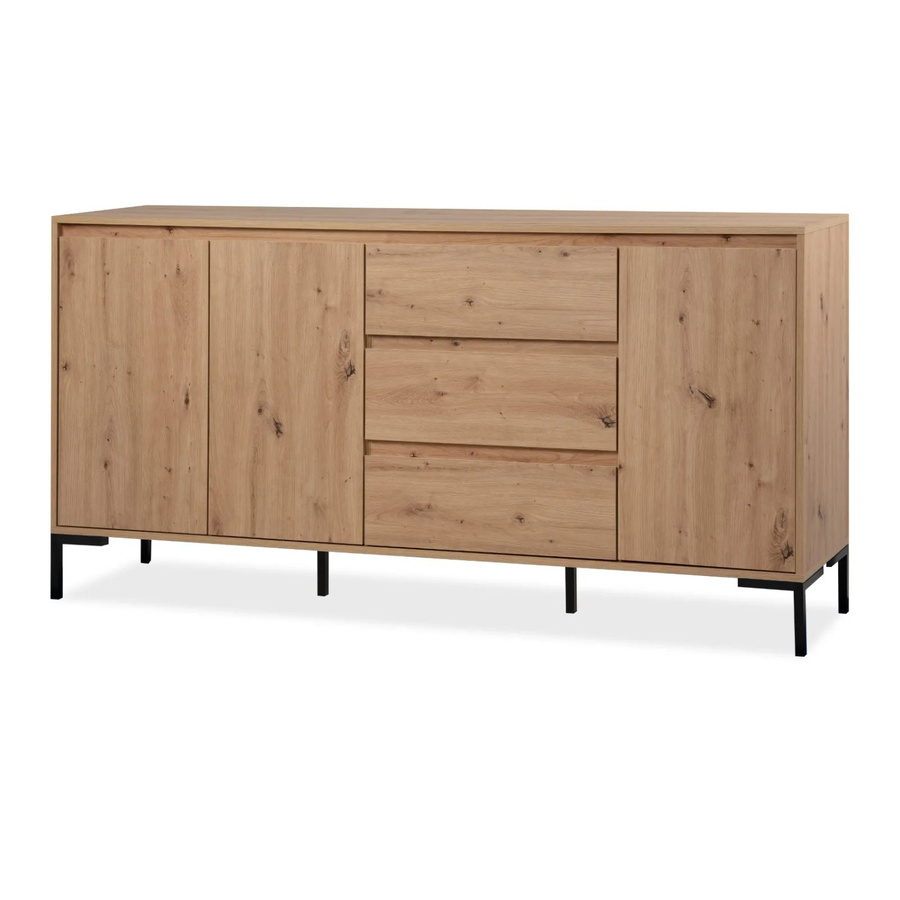 Modernes Sideboard Bastia von Furn.Design aus Eiche Artisan in Braun und Schwarz mit 3 Türen und 3 Schubkästen, Breite: 170 cm - Bild 2
