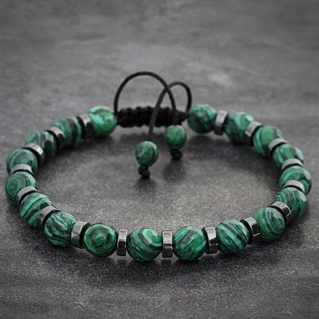 Armband Malachit, Naturstein-Perlen, Unisex - Bild 1