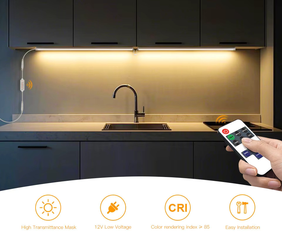 Rybakov LED-Unterschrank-Lichtleisten-Set mit Fernbedienung, dimmbar, warmweiß, 12 V - Bild 2