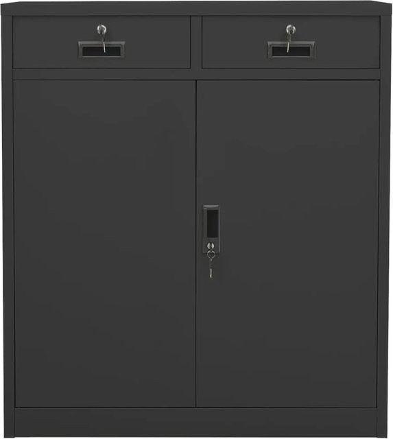 vidaXL Büroschrank aus Metall in Anthrazit mit verstellbaren Regalböden und Schloss, B/T/H: 90 x 40 x 102 cm - Bild 1