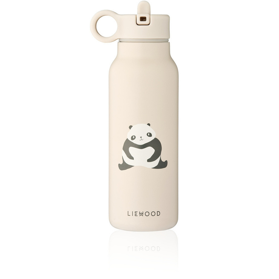 Liewood Falk Wasserflasche aus Edelstahl mit Trinkhalm, auslaufsicher, 350 ml, Panda/Sandy - Bild 1