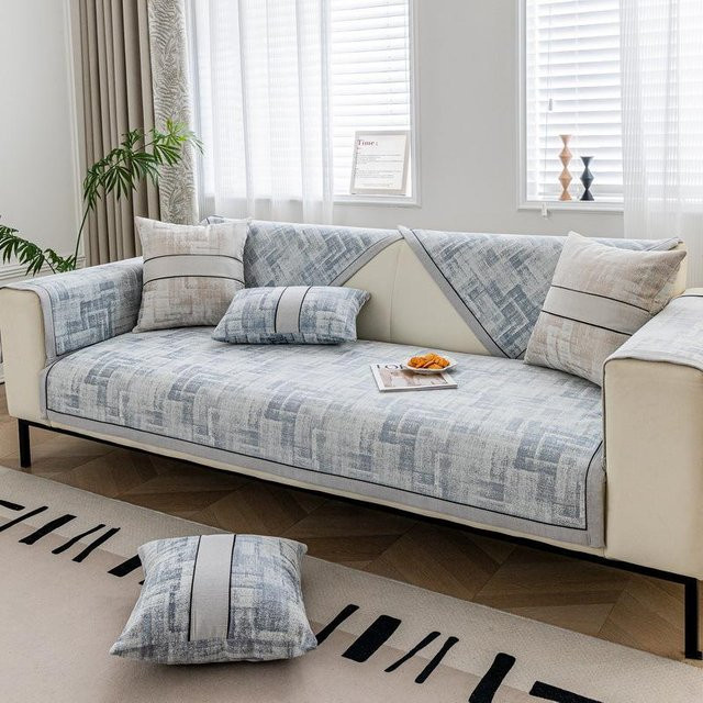 Super Six Anti-Rutsch Sofakissen aus Chenille in Grau oder Blau, B/B/H: 70 x 70 x 70 cm - Bild 1