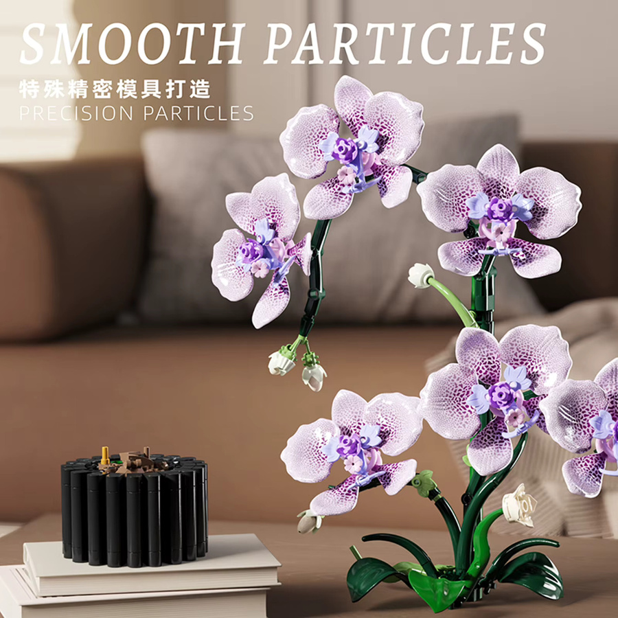 stemedu Phalaenopsis Bausteine Blumen Orchidee, Puzzle Spielzeug, 619 Teile, ab 12 Jahre - Bild 5
