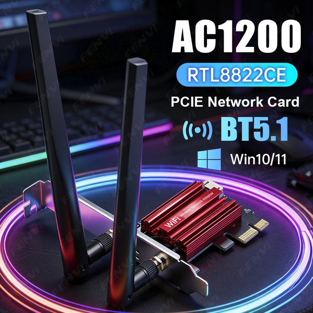 Fenvi WiFi 5 AC1200 PCIe Netzwerkkarte mit Bluetooth 5.1, Dual Band 2,4GHz/5GHz WLAN-Adapter für Windows 10/11 Desktop - Bild 1