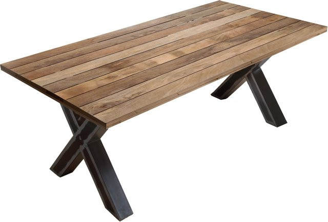 TPFLiving Esszimmertisch VENLA in Industrial Design mit Mango-Holzplatte und Metallgestell, Farbe: Braun, B/T: 160 x 90 cm - Bild 1