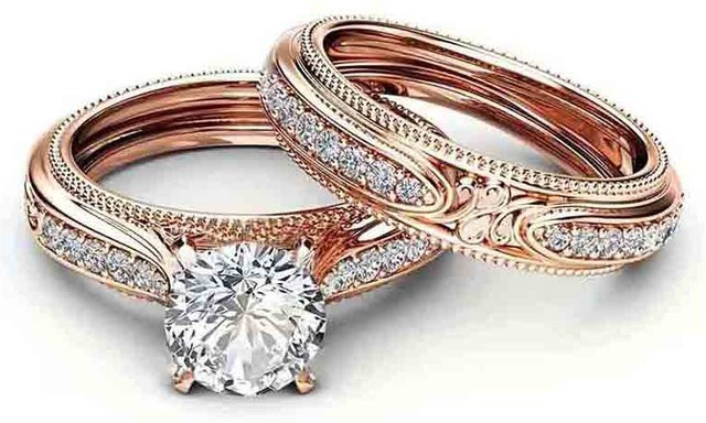 Huitan Schmuckset Ringe, Roségold, Zirkonia, Damen - Bild 1