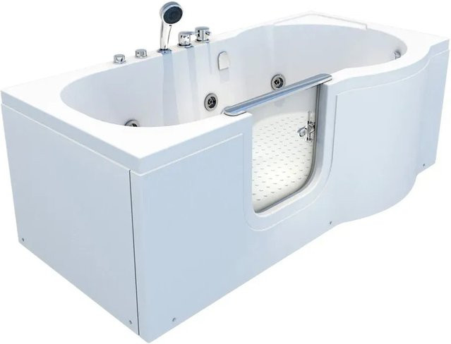 AcquaVapore Seniorenwanne mit Tür und Whirlpool S12-EH-WP-L, Badewanne in Weiß, B/T/H: 170 x 85 x 150 cm - Bild 1