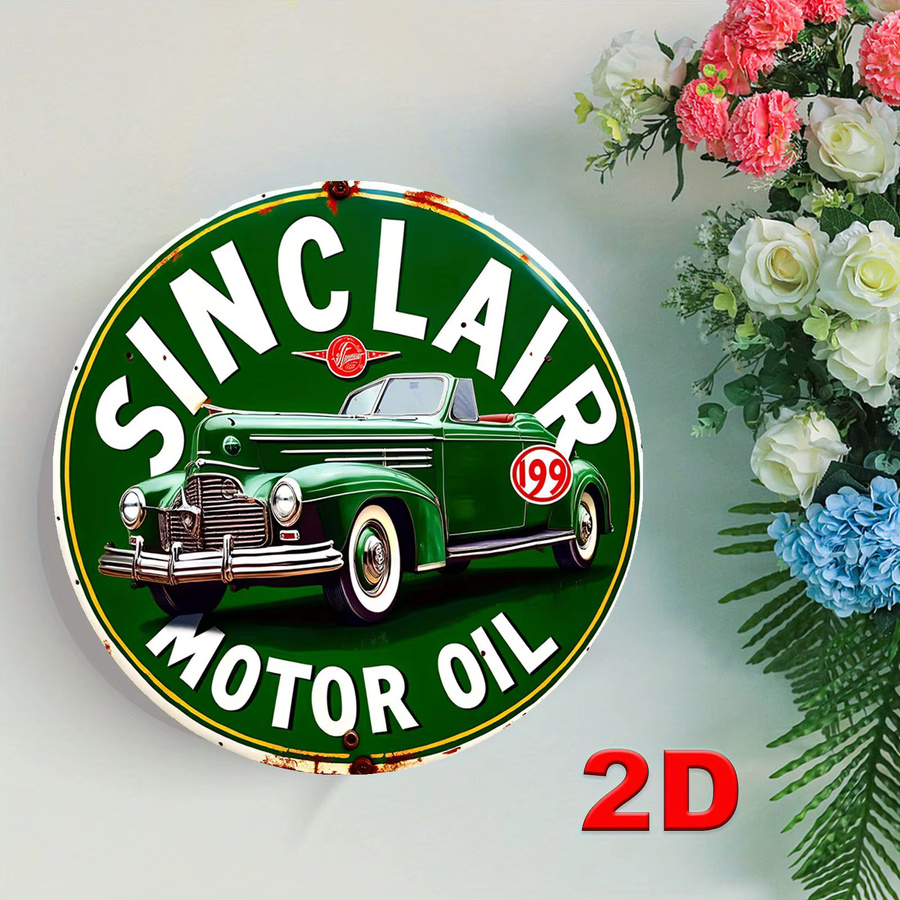 Sinclair Motor Oil Vintage Metall-Blechschild, rundes Aluminium-Wanddekor in Multicolour, Durchmesser: 20 cm - Bild 5