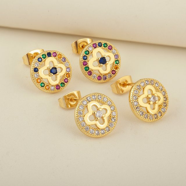 Nidin Ohrstecker, Blumen, Kristall-Zirkon, Damen - Bild 1