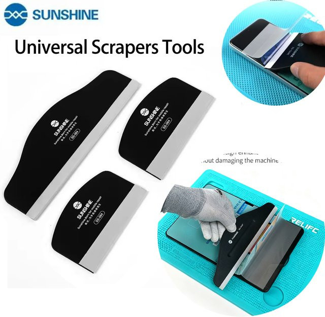 SUNSHINE SS-064 Universelles Schaberwerkzeug in Schwarz zum blasenfreien Anbringen von Schutzfolien für Handys und Tablets - Bild 1