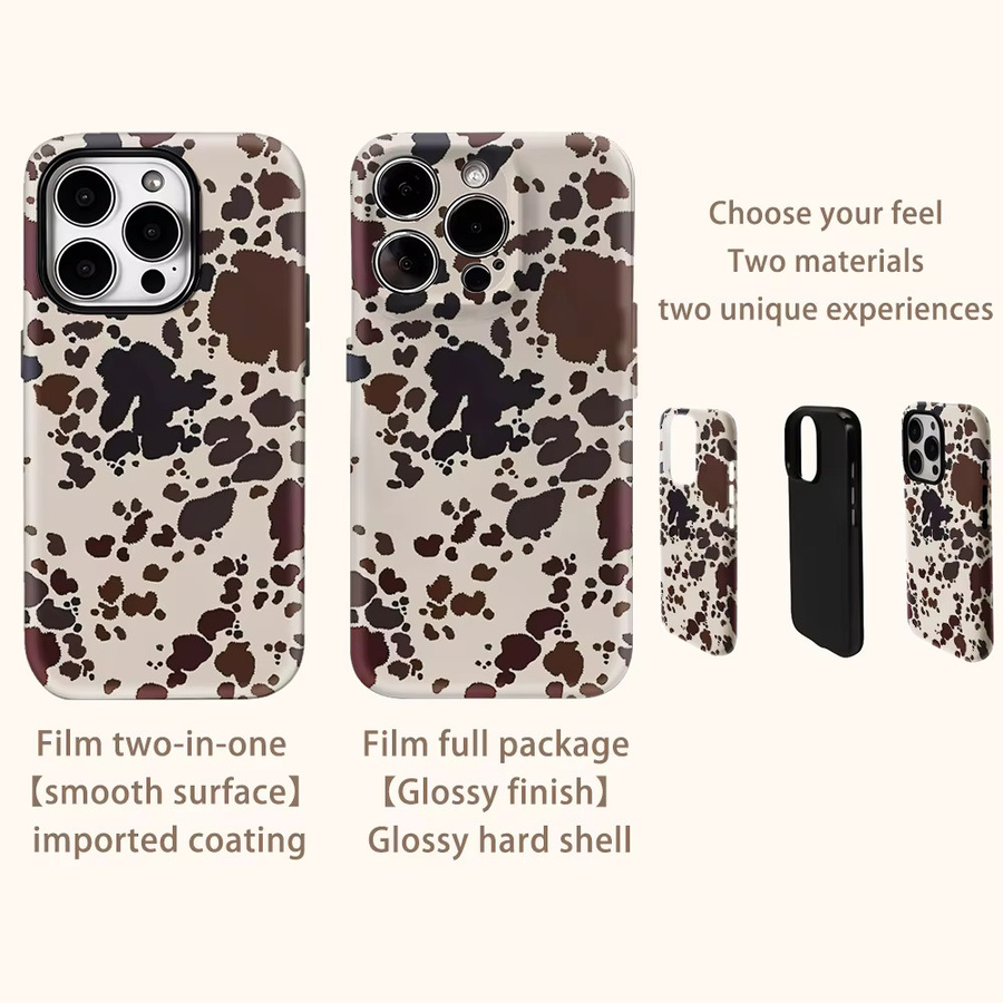 Braune Handyhülle mit Speckle-Textur und doppellagiger Rückseite für Apple iPhone 17AIR 16E 16 15 14 13 12 11 Pro Max Plus - Bild 3