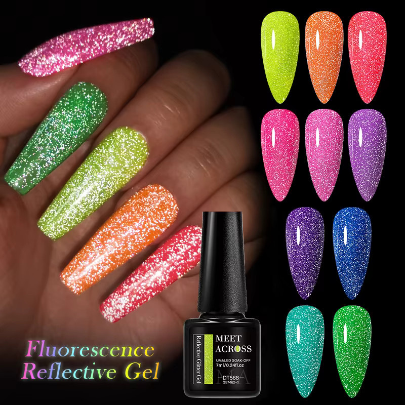 MEET ACROSS Glitzer-Gel-Nagellack, Neonfarbe, glänzend - Bild 1