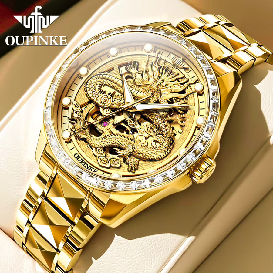 OUPINKE Armbanduhr Automatik, Edelstahl, Gold, Herren - Bild 2