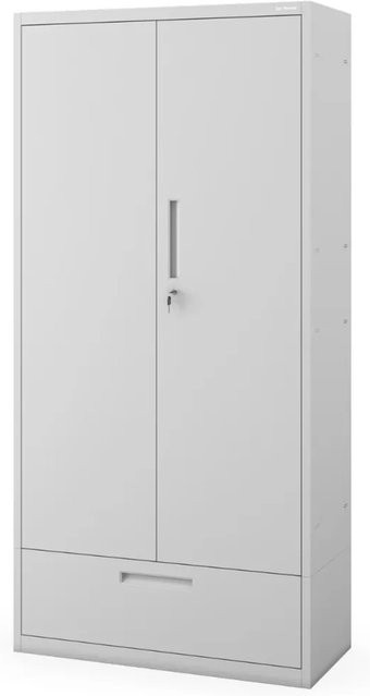 Jan Nowak Metallschrank MEGAN mit Schublade und Türen, Grau, B/T/H: 90 x 40 x 195 cm - Bild 1
