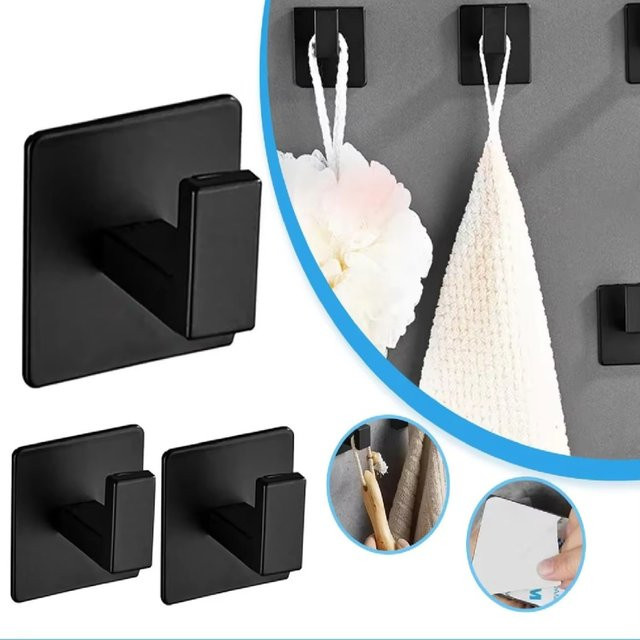 ZHUANGHUAN Selbstklebende Wandhaken in Schwarz für Badezimmer, Wohnzimmer und Flur zur Aufbewahrung von Handtüchern, Schlüsseln und Kleidung - Bild 1